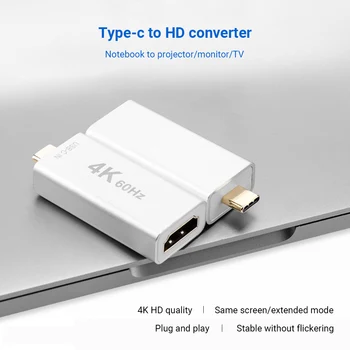 Type-C Adapter 4k-60Hz HD Type C Male Til HDMI-Kompatibel Kvindelige Konverter USB-C-Stik til Macbook TV Projektor