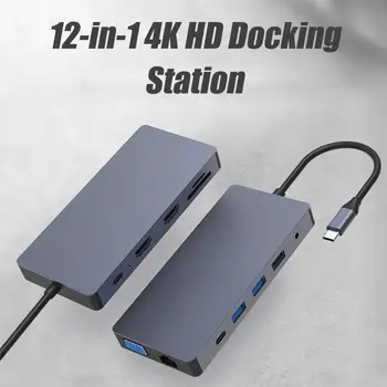 Type-c-Dockingstation 12-i-1 4K Samme HD-tv med Docking-Converter Bærbare Usb-Hub Station Til Macbook V7A7