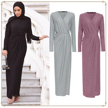 Tyrkiet Dubai Arabiske Muslimske Kvinder Kjole Elastisk Maxi Hijab Kjoler Kaftan Robe Kimono Solid Gudstjeneste Islamisk Tøj Abayas