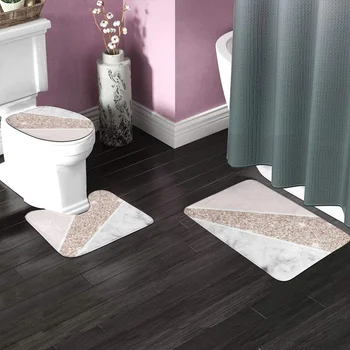 Tæppe mat 3 stykker, non-slip badeværelse tæppe grove bunke brusebad mat vaskemaskine kan være vasket stue kontor hjem