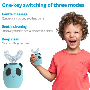 U-Form 360 Grader Kid Sonic Genopladeligt Elektrisk Tandbørste Børn Tænder Pleje Vandtæt Automatisk Tandbørste