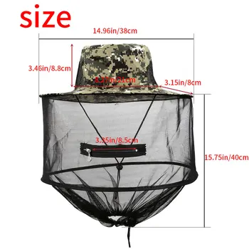 Udendørs Fiskeri Cap Midge Myg Insekt Hat Fiskeri Hat Fejl Mesh Hoved Net Face Protector Camping, Jagt, Fiskeri Tøj