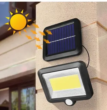 Udendørs Sol Haven Lamper 120 LED Solar Lys PIR bevægelsesføler Delt Sol-Væg Lys Projektører Vandtæt Garage lys