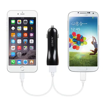 UDOLI 5V 2.4 EN Universal Dual USB Bil Chager 2 Port Mini USB biloplader til iPad/ iPod/ iPhone-4-4s-5 5s Samsung NOTE 2 3 4 S3