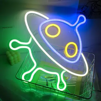 UFO Univers Planet Rumskib Form Neon Skilte, Lys Væg Kunst, Farverige LED Nat Lampe Børn Gave Bar Home Party Dekoration