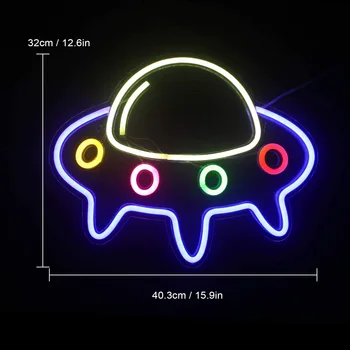 UFO Univers Planet Rumskib Form Neon Skilte, Lys Væg Kunst, Farverige LED Nat Lampe Børn Gave Bar Home Party Dekoration