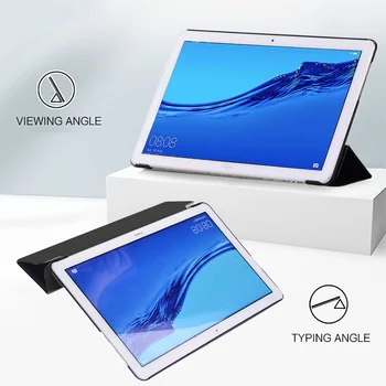 Ultra Slank Sag for Huawei MediaPad T3 9.6 10-tommer/MediaPad T5 10 10.1-tommer Tre-Fold Stå Tilfælde PU Læder Tablet Cover