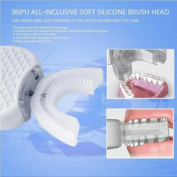 Ultralyd Automatisk Elektrisk Tandbørste Voksen Børn U-Formet 360 Graders Hvide Tænder, Mundhygiejne, Rengøring Tandbørste Til Børn