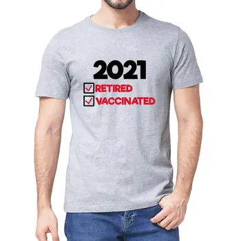 Unisex jeg er Pensioneret og Vaccineret Pensionering Gaver til 2021 Vintage-Mænds Bomuld kortærmet Nyhed T-Shirt