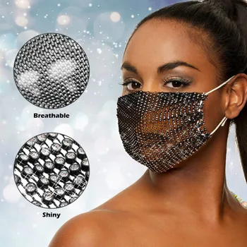 Unisex Mode Elastisk Genanvendelige Vaskbar Mode Masker Glitrende Satin-Maske-Ansigt Bandana Ansigt Indretning Smykker