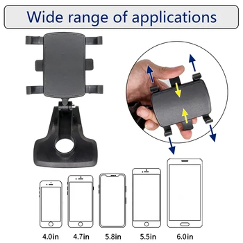 Universal 360 Grader Bil telefonholder Klip Støtte montering I Instrumentbrættet solsejl Passer til iPhone11 Tilbehør GPS Faste Beslag