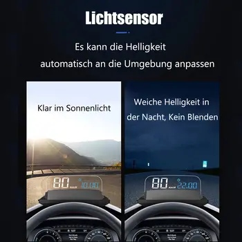 Universal Bil HUD Head up Display 3,6 tommer GPS-System 4K HD Gennemsigtige Skærm yrelsen HUD Viser Speedometeret Alarm Km/h km / H