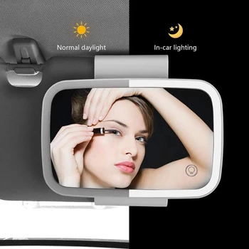 Universal Bil Indvendigt Spejl Auto make-up-Spejl solskærm Høj Klar Interiør HD-Spejl med LED Lys USB-Genoplade