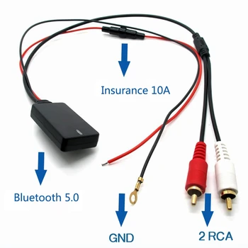 Universal Bluetooth, AUX-Modtager Modul 2 RCA-Kabel Adapter til Bil Radio Stereo Trådløse Audio Input Musik Spiller for Lastbil Auto