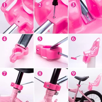 Universal Dukke Cykel Sæde med Klistermærker DIY Decal Børn Piger Cykel Tilbehør