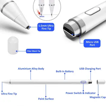 Universal Kapacitiv Stlus Touch Screen Pen Smart Pen til IOS/Android-Systemet Apple iPad Smart Phone Blyant, Pen Stylus Touch Pen