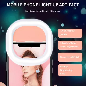 Universal Selfie Lampe, Mobiltelefon, Bærbare Selfie LED Lys Flash Fill Klip justerbar Til Alle Mobiltelefoner Live Selfie Makro