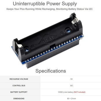 UPS Modul UPS HAT Power Management-udvidelseskort for Strømforsyning til Raspberry Pi Pico yrelsen 5V
