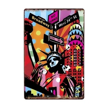 Usa New York Metal Plakat Retro Tin Tegn Plak Vintage Dekoration Bar Becorative Plader Hjem Indretning 20x30cm