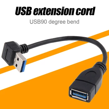USB 3.0 forlængerkabel 20cm Højre/Venstre /Op/Ned-Vinkel 90 Graders Data opladerkabel Mandlige og Kvindelige Adapter Ledning