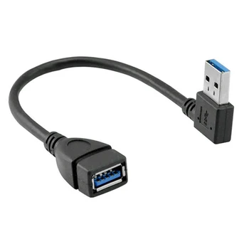 USB 3.0 forlængerkabel 20cm Højre/Venstre /Op/Ned-Vinkel 90 Graders Data opladerkabel Mandlige og Kvindelige Adapter Ledning