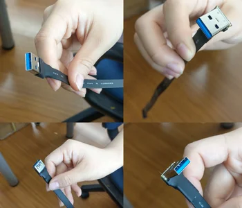 USB 3.0-Kabel Fladskærms USB-forlængerkabel Mandlige og Kvindelige Data Kabel Højre Vinkel USB3.0 Extender-Ledning til PC TV USB-forlængerkabel