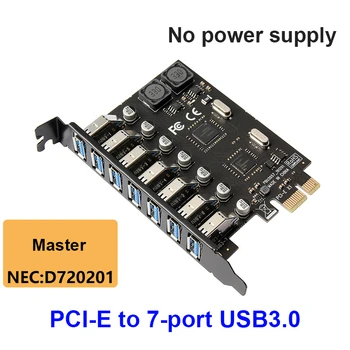 USB 3.0-PCI-E Expansion Card Adapter 7 Porte USB 3.0 Hub Adapter Eksterne Controller PCI-E Extender PCI Express-Kort Til Desktop