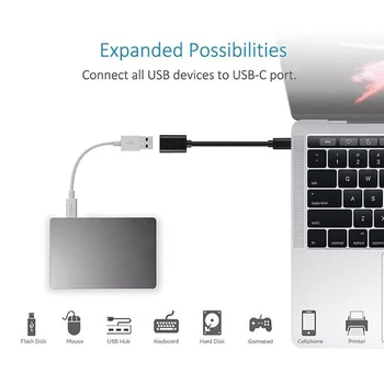 USB 3.0-Type C Mandlige og Kvindelige EN USB-Adapter til Bærbar computer, Telefon, Tablet, Kamera, Extender Konverter Kabel, Ledning 20cm/7.8 i
