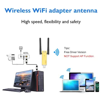 USB 3.0-WiFi-Adapter AC1200 2.4 GHz, 5 ghz Dual Band USB WiFi Dongle 802.11 n/ac Trådløse netværkskort med 2 5dBi Ekstern Antenne
