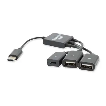 USB-3.1 Type C Mandlige og 2 Dual USB 2.0-Kvindelige + Micro-USB-Kvinde 3-i-1-OTG-HUB