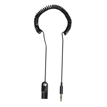 USB Bluetooth-5.0-Adapter 3,5 mm AUX-for Bilen Hjem Stereo Musik med Guld-belagte Interface Sort
