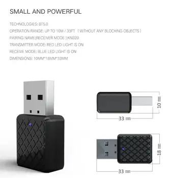 USB Bluetooth-5.0-Sender-Modtager 3,5 mm Aux Stereo Trådløse Audio Adapter Til Hovedtelefoner TV PC Car Kit Trådløse Adapter