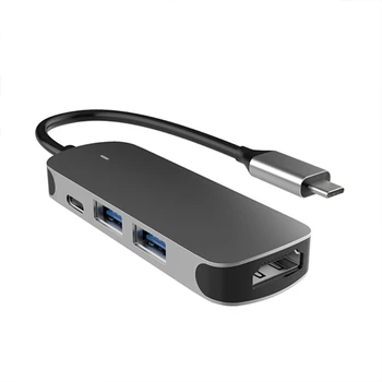USB-C-Hub, 4 i 1 USB2.0 3.0 Type C til HDMI-compatiblle Adapter Dock Multiport USB-C USB 3.0 Type C Telefon MacBook