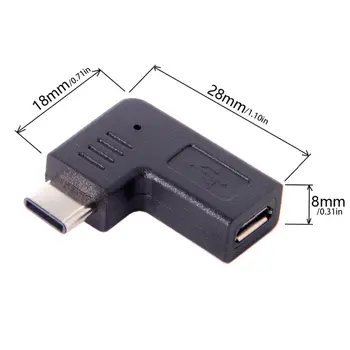 USB-C-Type-c han til Mikro-USB-Kvindelige Data Adapter Til 90 Graders Vinklet Type Sort Slanke og Bærbare Design-OTG-Adapteren 28*18*8mm