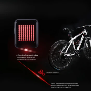 USB-Genopladelige Cykel baglygte 80 64 Lumen LED Light Perler Cykel blinklyset Lyser Med Intelligent Sensor-Bremse Drej Tegn
