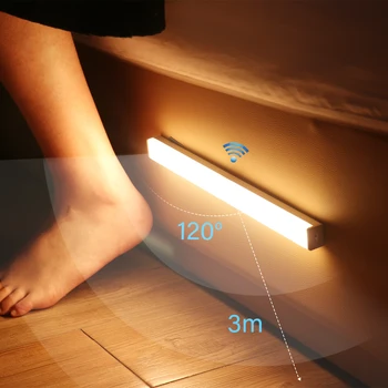 USB-Genopladelige Trådløse LED Nat Lys Motion Sensor Lys Skab Nat Lampe Til Køkken, Soveværelse, Cabinet Trappe Baggrundsbelysning
