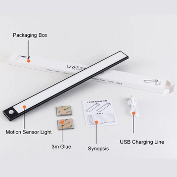 USB-Genopladelige Trådløse LED Nat Lys Motion Sensor Lys Skab Nat Lampe Til Køkken, Soveværelse, Cabinet Trappe Baggrundsbelysning