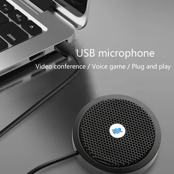 USB-Konference Retningsuafhængig Mikrofon One-Tasten Mute-Plug and Play-Kompatibelt med Video-Konference og Chat