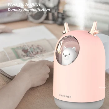 USB-Luftfugter 300Ml Cute Pet Ultralyd Kølige Tåge Air Aroma Olie Diffuser Romantisk Farve LED-Lampe Humidificador