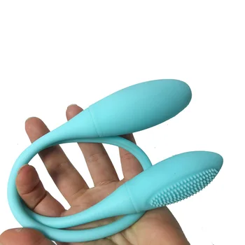 USB-opladning dobbelt hoved 7-frekvens vibrator vibrerende æg kvindelige onani enhed for genital stimulation