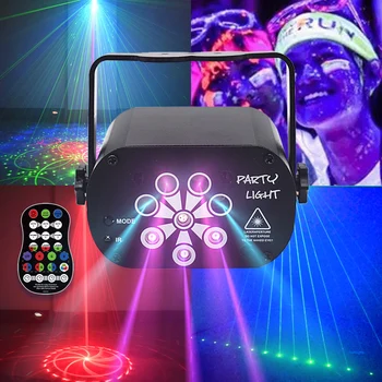 USB-RGB UV-LED Disco Lys laser Show 128Patterns 8 Huller Projektor Disco Fest med DJ Lys til Jul, Bryllup, Bar, Disco lampe