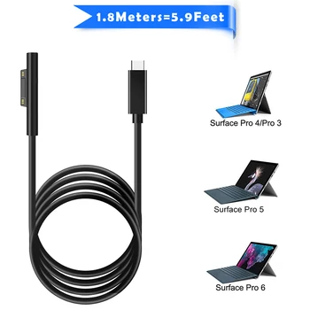 USB Type C 15V PD Strømforsyning Oplader Adapter Oplader Kabel til Surface Pro 7/6/5/4/3/GO/BOG Bærbar 1/2