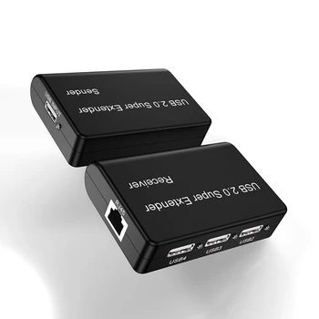 USB2.0 Super Extender 100M 4 Port USB til RJ45 480Mbps Netværk Extender Adapter Mus, Tastatur, Kamera EU Stik