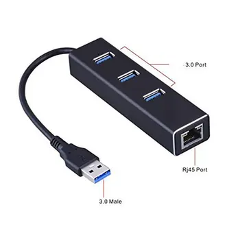 USB3.0HUB + Gigabit netkort Hub 3 Porte USB 3.0 er en Gigabit Ethernet-LAN Rj45 Netværk Adapter Hub til 1000 mbps