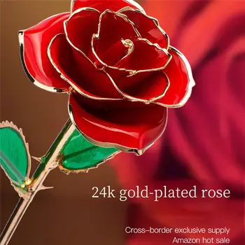 Valentine ' s Day Gave 24K Guld Belagte Gyldne Rose Ferie Nuværende Bryllup Fest Dekoration Med en Retail Box
