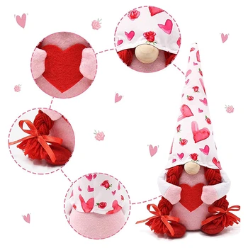 Valentines Dag Gnome Plys Elf-Dekorationer - Valentine ' s Day Tabel Ornament, Valentinsdag, Nutid, 2STK Valentines Dag