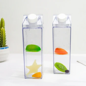Vand Flaske BPA-Fri Plast Klar mælkekarton Gennemsigtig drikkebægre Skole Udendørs Drikke Flaske 500ML