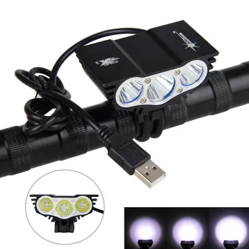 Vandtæt 3XT6 LED Cykel Lys Foran Cykel Hoved Lys Nat Cykling Lampe 5V USB Forlygte Kun Lampe Ingen Batteri