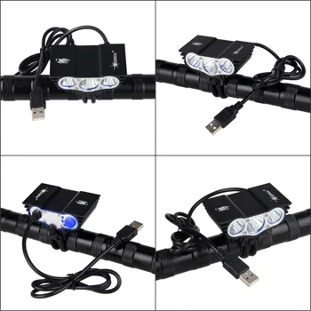 Vandtæt 3XT6 LED Cykel Lys Foran Cykel Hoved Lys Nat Cykling Lampe 5V USB Forlygte Kun Lampe Ingen Batteri