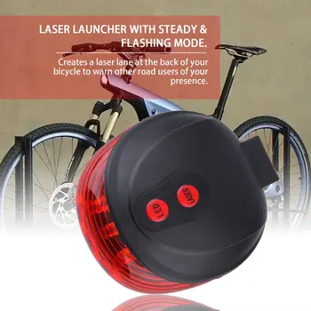 Vandtæt 5 LED Laser Stråle MTB Mountainbike Cykling cykel Cykel Bageste Hale advarselslampen Lyse Cykel Led hjuleger, 3 Tilstande Flash